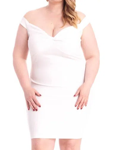 Symphony Off The Shoulder Mini Dress In White/silver In White