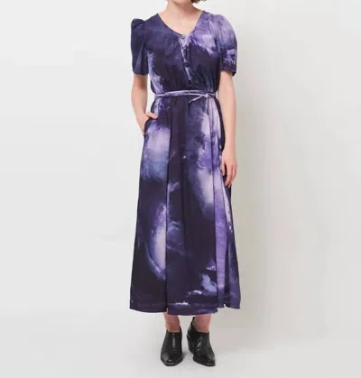 Shop Raquel Allegra Flutter Maxi Dress In Cosmic Eggplant In Multi