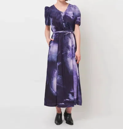 Raquel Allegra Flutter Maxi Dress In Cosmic Eggplant In Multi