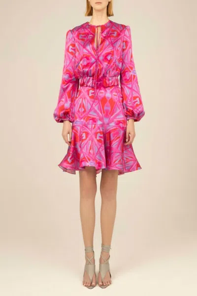 Silvia Tcherassi Fiorenza Mini Dress In Magenta Kaleidoscope In Multi
