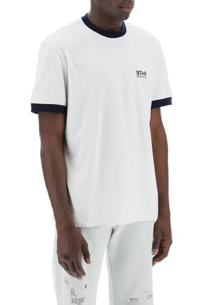 Shop Golden Goose Contrast-trimmed T-shirt In White