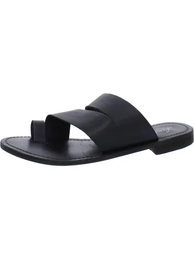 Shop Free People Womens Leather Slide Sandals In Black