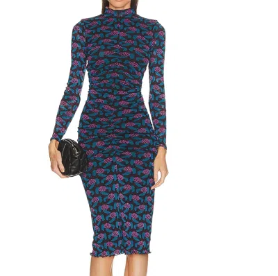Shop Diane Von Furstenberg Verina Reversible Dress In Pansy Wine Berrie Teal In Blue