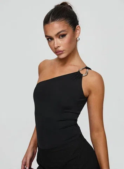 Princess Polly Lower Impact Talija One Shoulder Bodysuit In Black