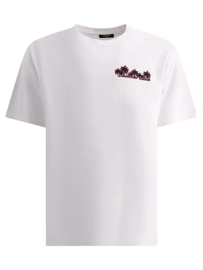 Shop Balmain "club  Signature" T-shirt In White