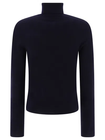 Balmain Logo-patch Ribbed-knit Jumper In Blue