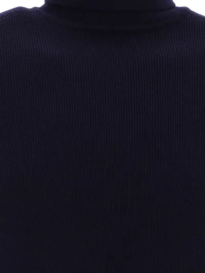 Balmain Logo-patch Ribbed-knit Jumper In Blue
