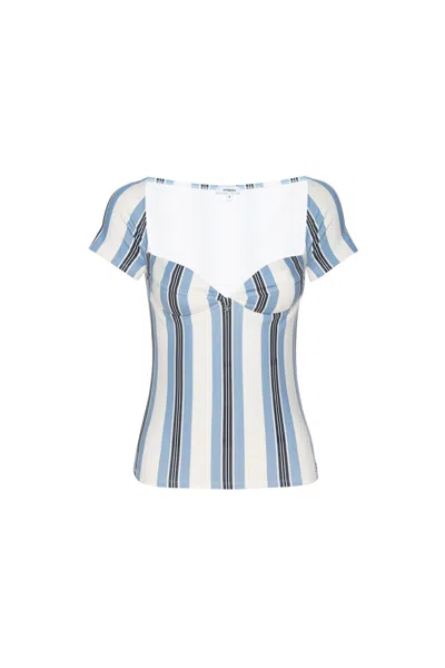 Pf24 Olivia Top In Black And Blue Stripe