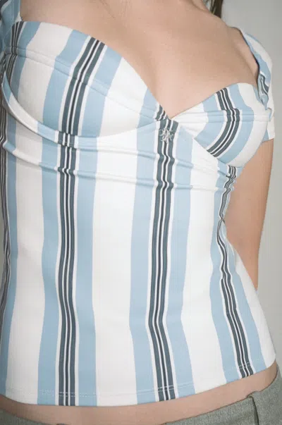 Shop Pf24 Olivia Top In Black And Blue Stripe