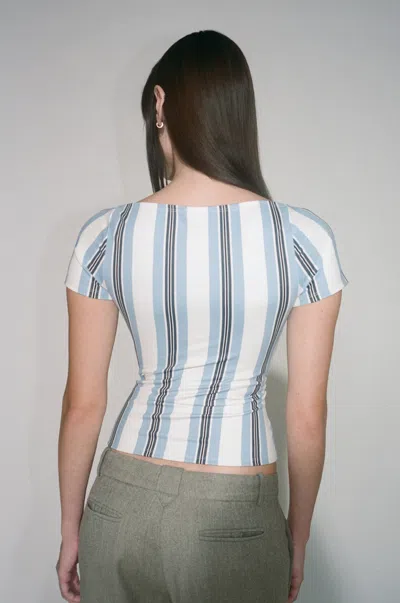 Pf24 Olivia Top In Black And Blue Stripe