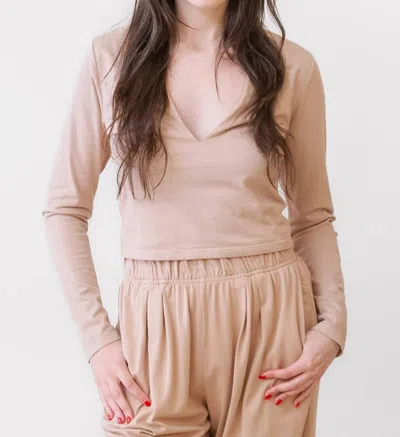 Moshi Les Tiens  Dan Deep Long Sleeve In Tan In Pink