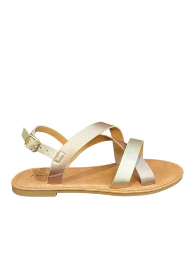 Shop Pierre Dumas Two Tone Sandals In Gold Multi In White