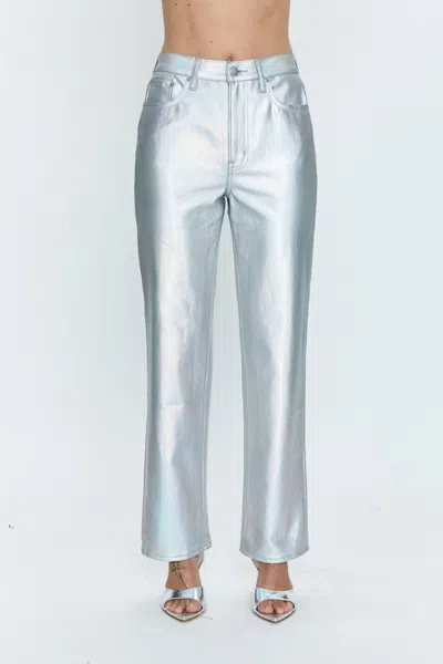Pistola Cassie High-waisted Straight Jean - Coated Prism In Silver, Women's At Urban Outfitters In Silver
