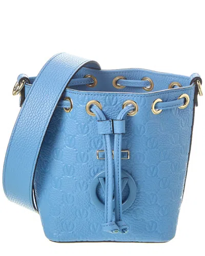 Shop Valentino By Mario Valentino Jules Leather Bucket Bag In Blue