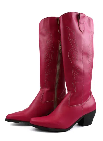 Shop Old Cutler Women's Belle Western Under-the-knee Boots In Fuchsia In Red