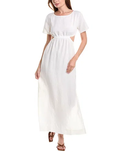 Shop Onia Air Linen-blend Boatneck Cutout Maxi Dress In White
