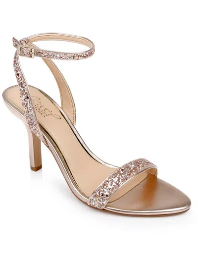 Jewel Badgley Mischka Ojai Womens Satin Ankle Strap Heels In Silver