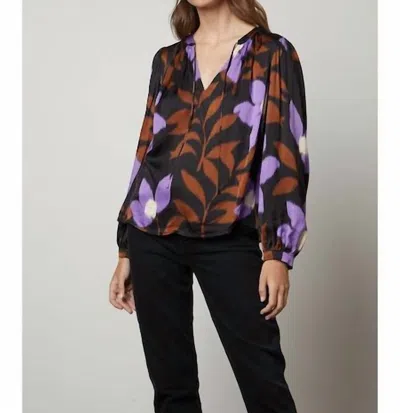 Velvet By Graham & Spencer Isra Printed Blouse In Purple