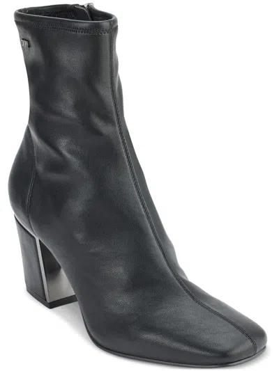 Dkny Cavale Womens Faux Suede Block Heel Ankle Boots In Black