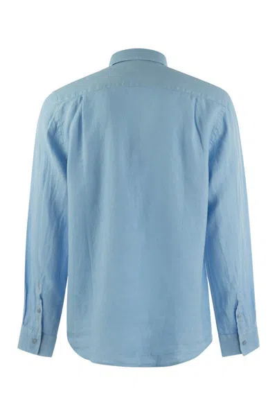 Shop Vilebrequin Long-sleeved Linen Shirt In Blue