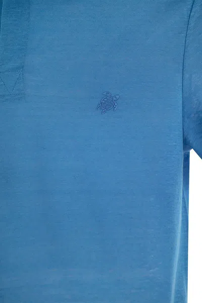 Shop Vilebrequin Short-sleeved Linen Polo Shirt In Blue