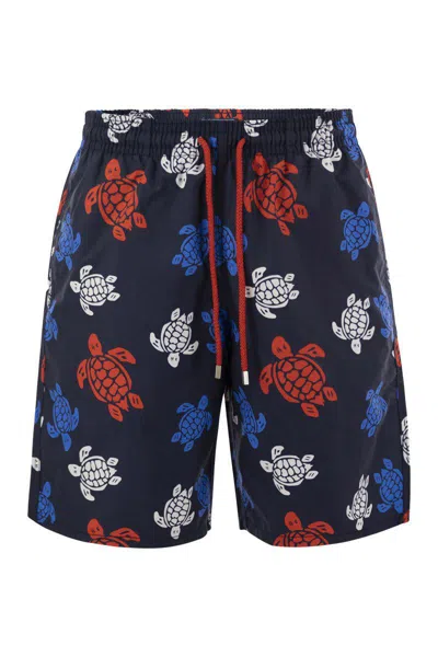 Shop Vilebrequin Tortues Multicolores Swimming Shorts In Night Blue