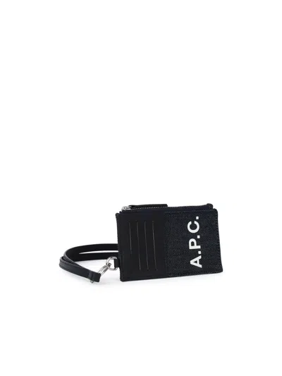 Shop Apc A.p.c. 'axelle' Card Holder In Navy Fabric Man In Blue