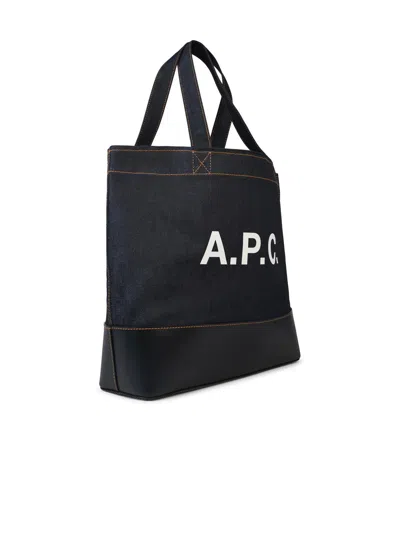Shop Apc A.p.c. Large 'shopping Axel' Navy Denim Bag Man In Blue