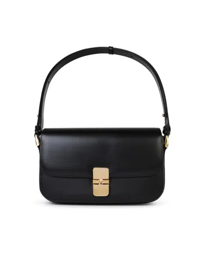 Shop Apc A.p.c. 'grace Bguette' Black Smooth Leather Crossbody Bag Woman
