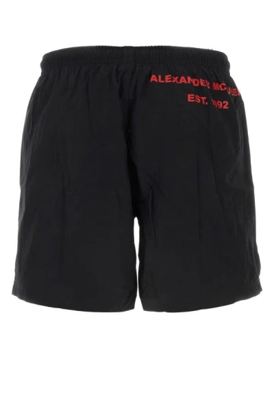 Shop Alexander Mcqueen Man Black Nylon Swimming Shorts