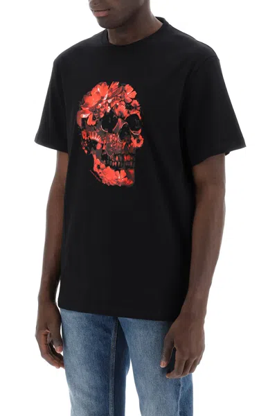 Shop Alexander Mcqueen Wax Flower Skull Printed T-shirt Men In Multicolor