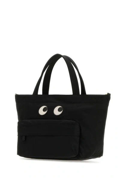 Shop Anya Hindmarch Woman Black Nylon Mini Eyes Handbag