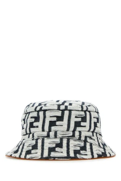 Shop Fendi Man Embroidered Denim Bucket Hat In Multicolor