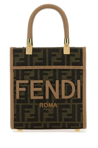 Shop Fendi Woman Embroidered Canvas Mini Sunshine Handbag In Multicolor