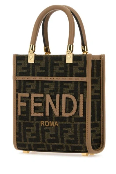 Shop Fendi Woman Embroidered Canvas Mini Sunshine Handbag In Multicolor