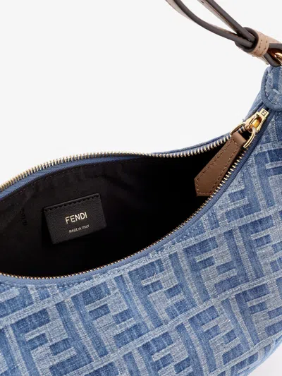 Shop Fendi Woman Graphy Smal Woman Blue Shoulder Bags