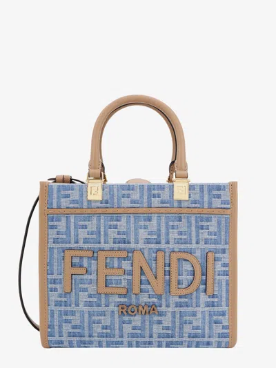 Shop Fendi Woman Sunshine Small Woman Blue Handbags