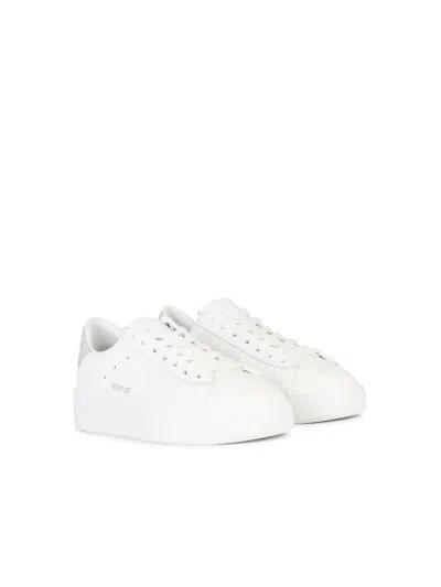 Shop Golden Goose White Leather Purestar Sneakers Woman