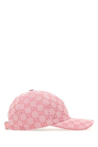 Shop Gucci Woman Pink Gg Supreme Fabric Baseball Cap