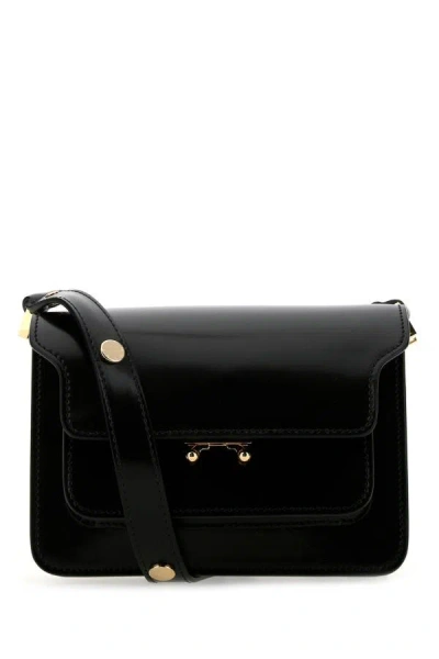 Shop Marni Woman Black Leather Mini Trunk Shoulder Bag