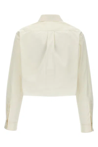 Shop Miu Miu Women Cropped Logo Shirt In White