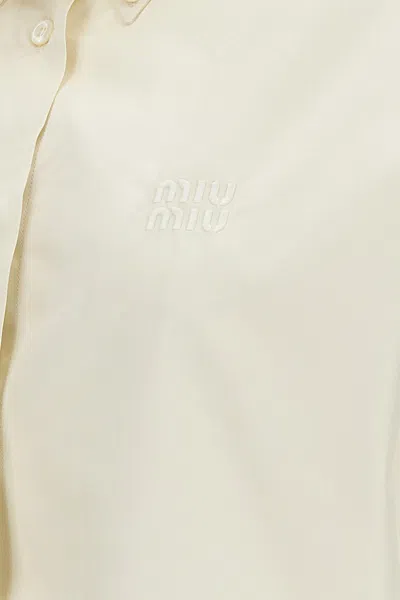 Shop Miu Miu Women Cropped Logo Shirt In White