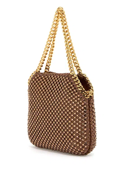 Shop Stella Mccartney Falabella Mini Bag With Mesh And Crystals Women In Brown