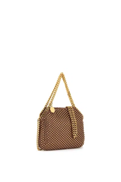 Shop Stella Mccartney Falabella Mini Bag With Mesh And Crystals Women In Brown