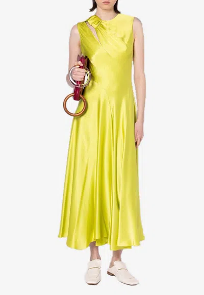 Shop Roksanda Alma Silk Midi Dress In Yellow