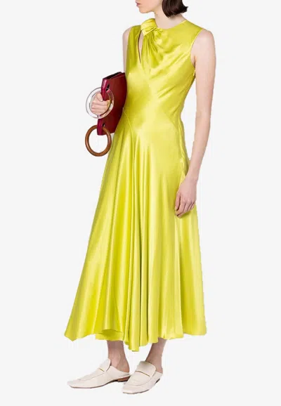 Shop Roksanda Alma Silk Midi Dress In Yellow