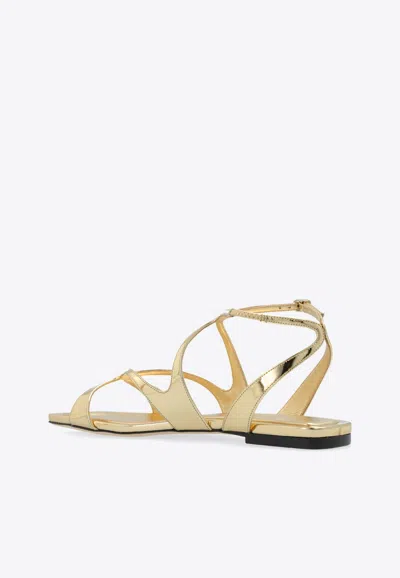Jimmy Choo Ayla Flat Leather Sandals In Gold