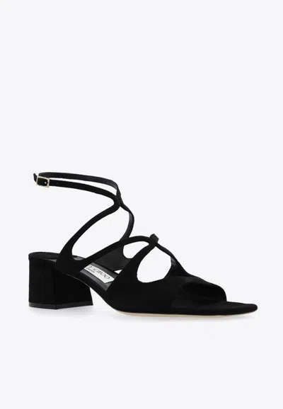 Shop Jimmy Choo Azilia 45 Suede Leather Sandals In Black
