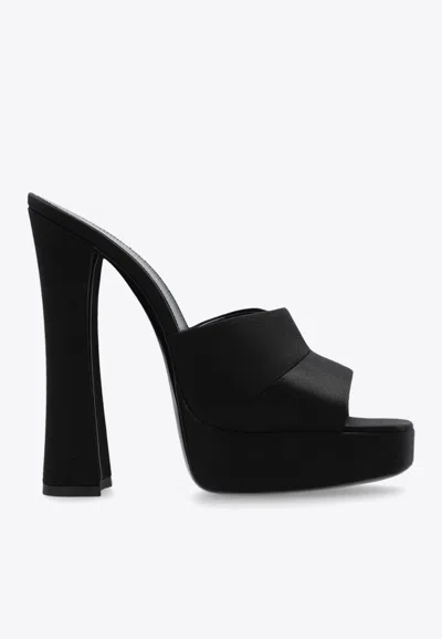 Shop Saint Laurent Boogie 110 Satin Mules In Black