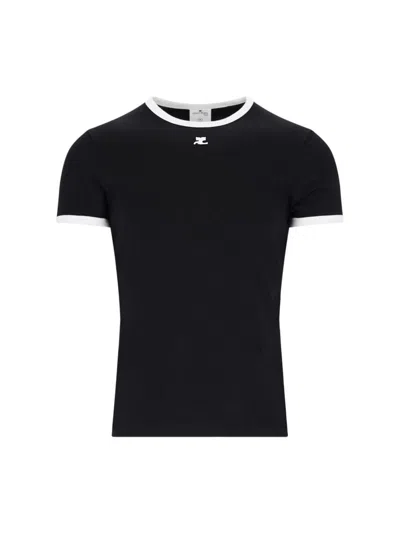 Shop Courrèges T-shirts And Polos In Black